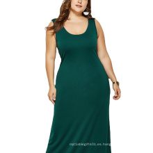 ropa de mujer sin mangas 2020 vestido de talla grande con cuello redondo